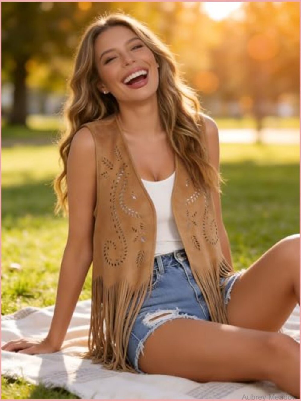 Western Tassels Fringe Vest Sleeveless Faux Suede Open Front Cardigan Boho 70s - Picture 4 of 7